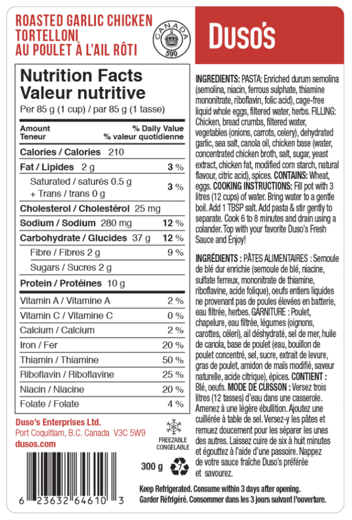 Roasted Garlic Chicken Tortelloni Duso’s