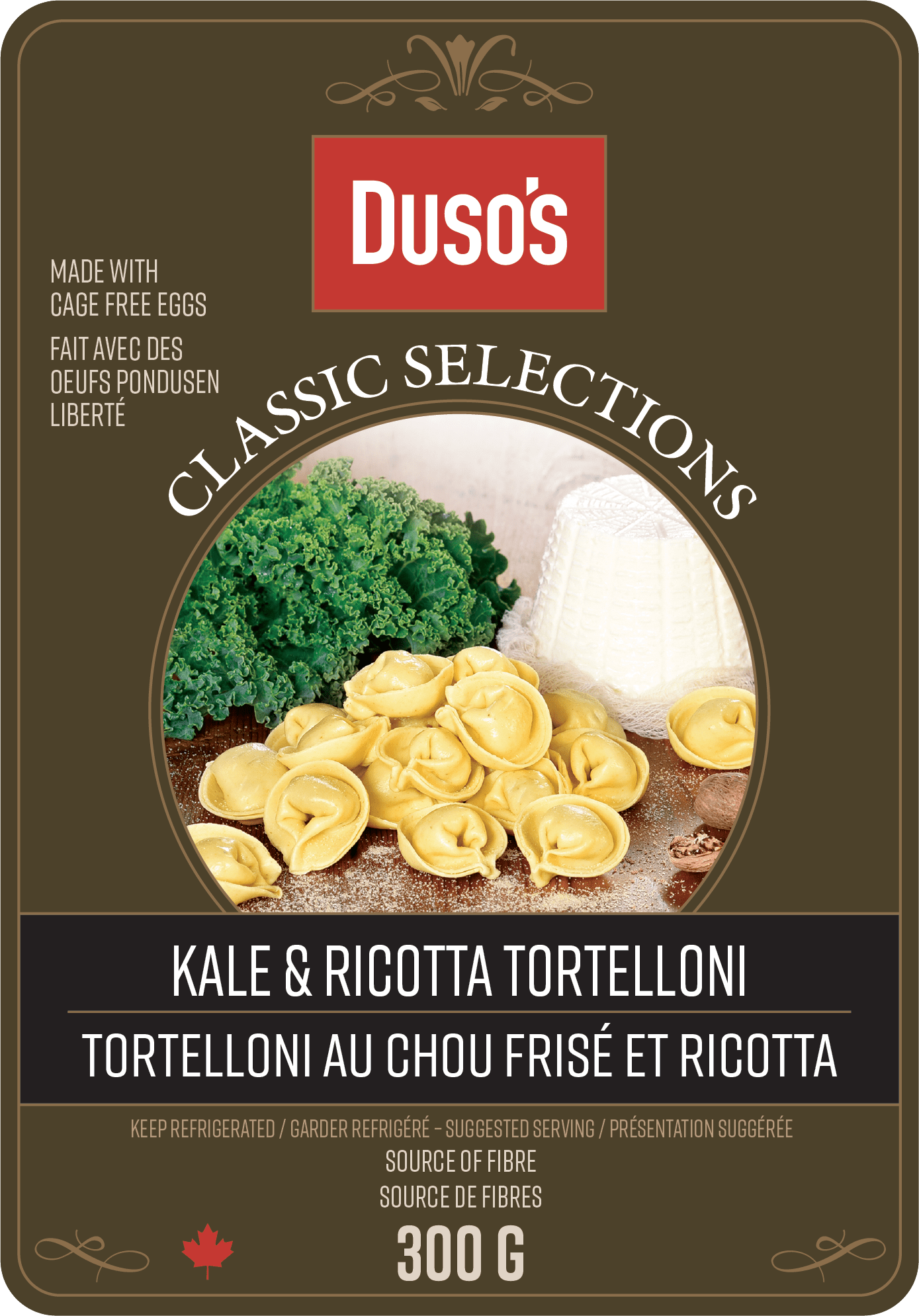 italian food kale and ricotta tortelloni package