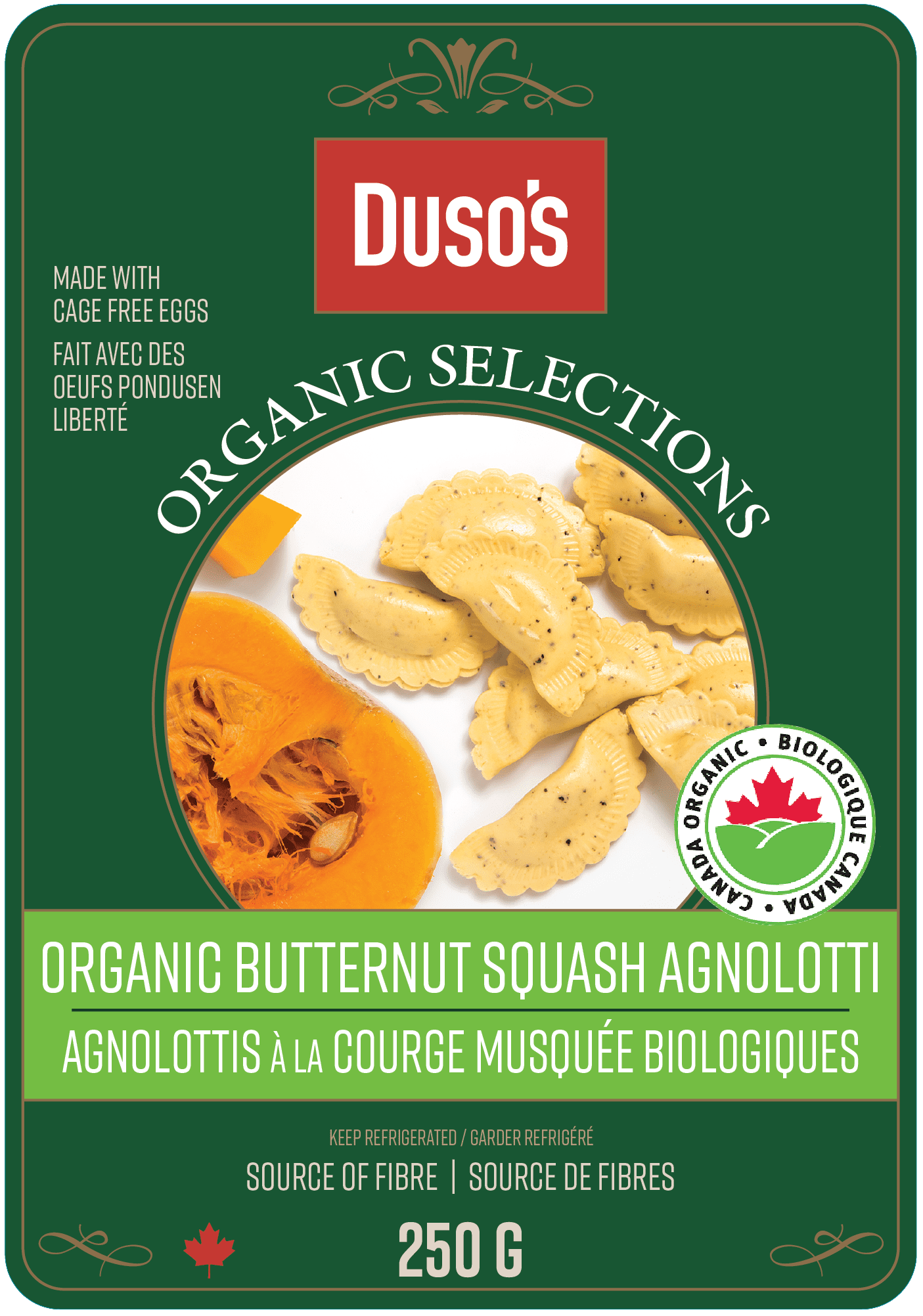 italian food organic butternut squash agnolotti package