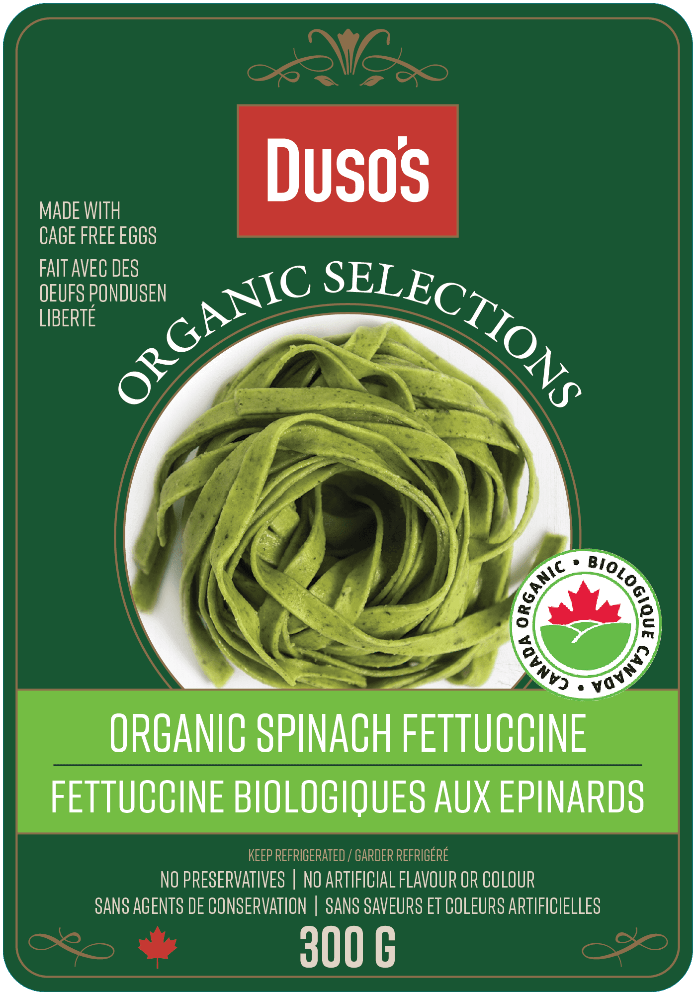 italian food organic spinach fettuccine package