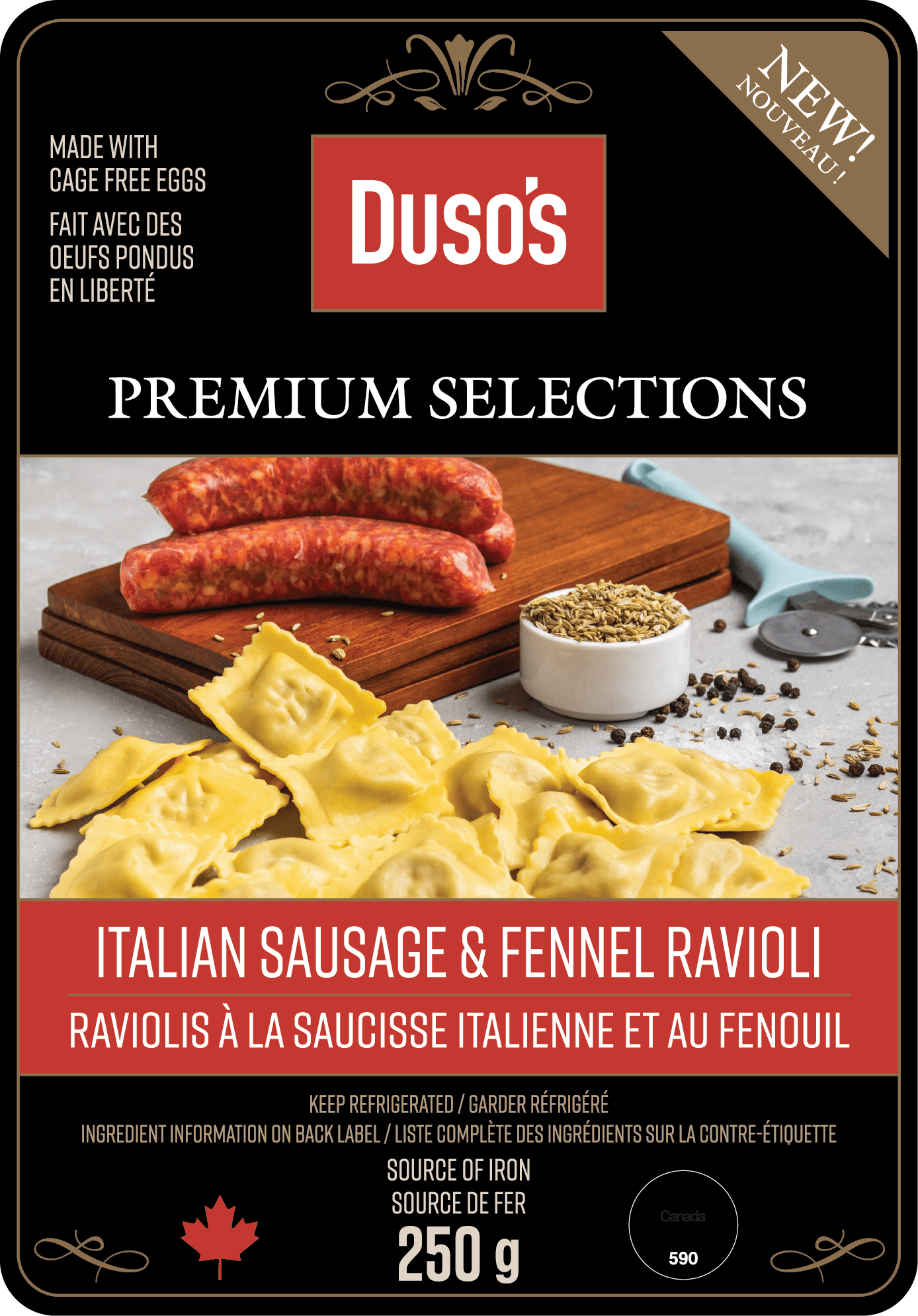 DUSO'S Italian Sausage Fennel Ravioli-250g